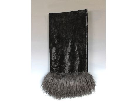 Vintage Christian Dior crushed black velvet and Tibet lamb fleece scarf, approximately 246cm in length, together with an un-n