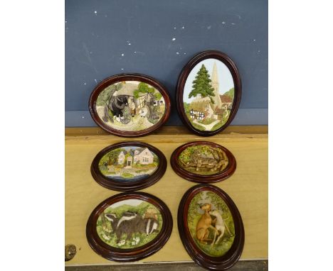6 Framed 3D ceramic wall plaques&nbsp;