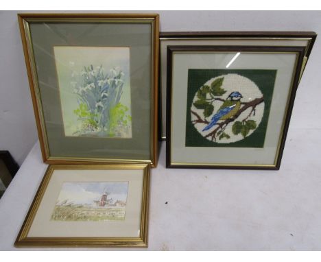 2 watercolours, tapestry and prints&nbsp;
