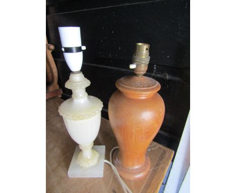 Onyx and wooden lamp bases