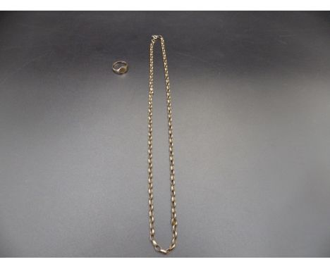 9ct gold hallmarked chain and a 9ct gold hallmarked childs signet ring 6.35g total lot weight