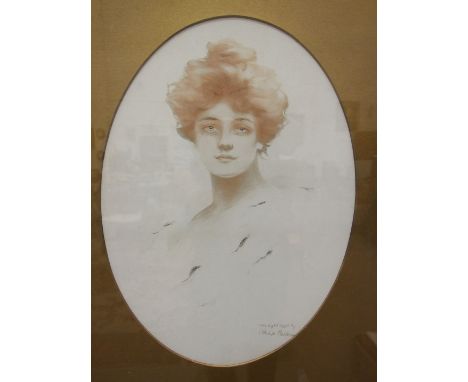After Philip Boileau, an oval portrait of a young woman, print, signed, indistinctly-dated and inscribed Copyright 1905, 41 x