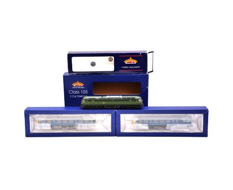 Bachmann OO gauge model railway diesel locomotives, two including ref. 31-325DC BR Bo-Bo class 105 two car DMU, no.E51277 and
