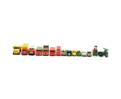 Sixteen play-worn die-cast model vehicles, including Dinky Supertoys Heinz 57 varieties; Dinky Supertoys Carnaby Street Londo
