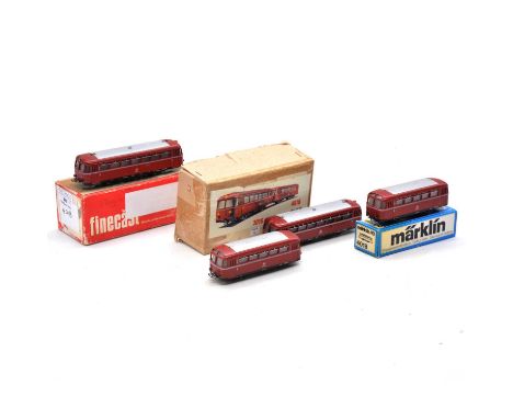 Marklin HO gauge model railway railcars, four including ref. 3016 DB class BR 795 powered railcar no. 795 299-7 (x2); ref. 40