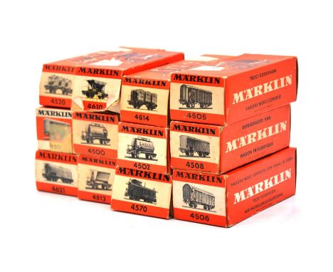 Marklin HO gauge model railway freight cars, twelve including ref. 4500 Aral tank wagon; ref. 4610 hopper wagon; ref. 4621 la