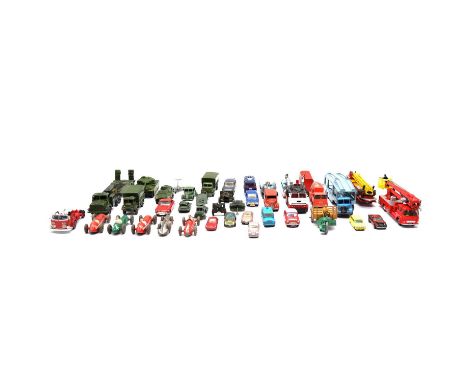 Two trays of play worn die-cast vehicles, including Dinky, Corgi, and othersQty: 2 trays