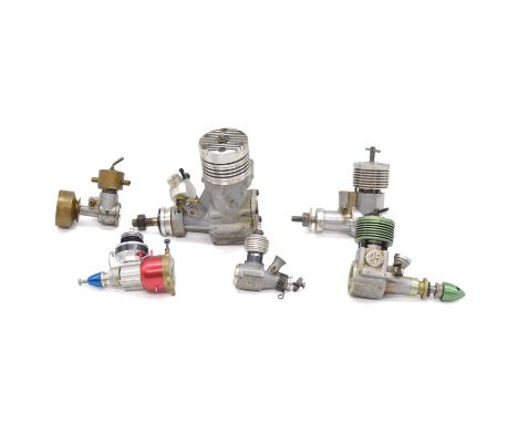 Six aero model aircraft engines, including Merco 61 glow engine; FOK 25 diesel engine; PAW 1.49 diesel engine; Cox QZ 049 glo