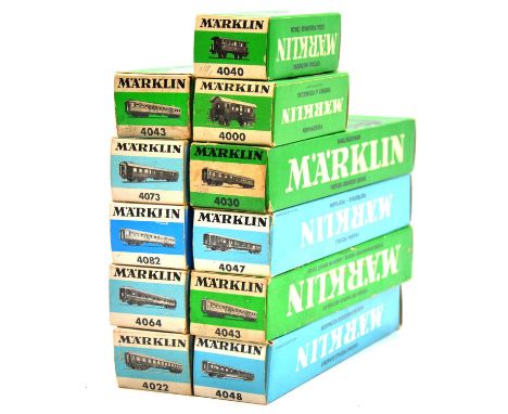 Marklin HO gauge model railway passenger coaches, eleven including ref. 4043 DB coach (x2); ref. 4064 DSG passenger coach; re