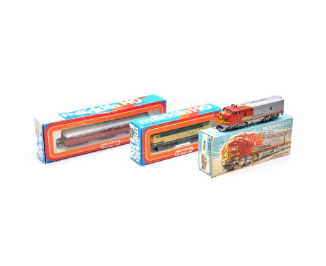 Marklin HO gauge model railway locomotives, three including ref. 3074 DB Bo-Bo class BR 216 diesel electric locomotive no.216