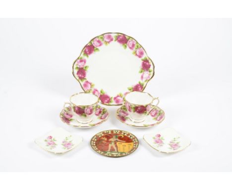 A Royal Albert 'Old English Rose' pattern part tea service, comprising twelve cups and saucers, twelve side plates, a milk ju