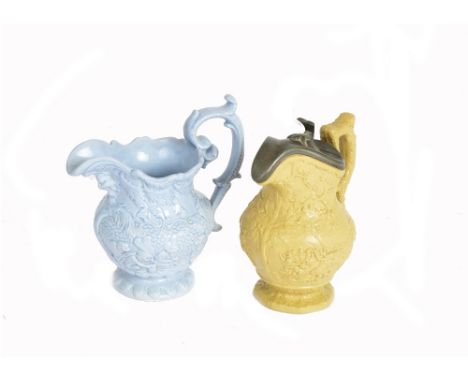 A Charles Meigh Julius Caesar pitcher and another, a Victorian pottery pitcher depicting Julius Caesar and the invasion of Br