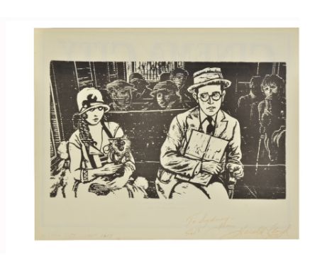 20th Century American School lithograph, 'Harold Lloyd in The Kid Brother', signed and inscribed to margin by Harold Lloyd, w