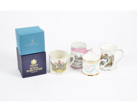 A substantial quantity of commemorative mugs, to include contemporary examples from the Royal Collections and Royal Worcester