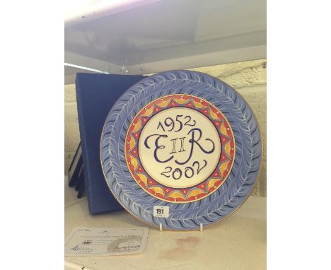 A Poole Pottery Queen's Golden Jubilee charger in a Limited Edition by Anita Harris with signed Certificate, 29/500 and origi
