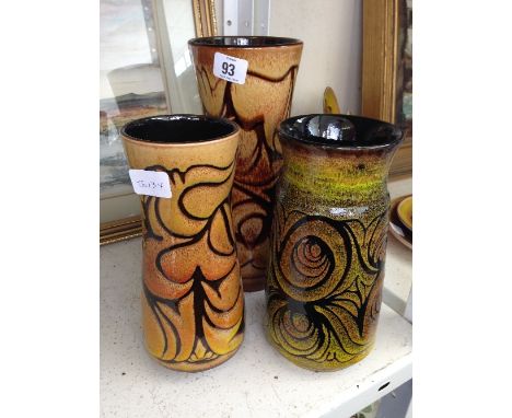 Three various large Poole Pottery Aegean vases.