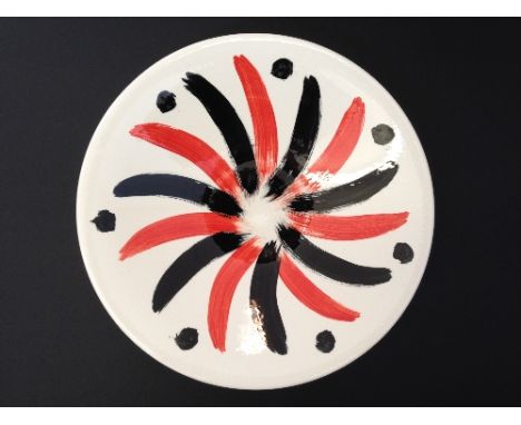 SIR TERRY FROST R.A.: A Limited Edition Poole Pottery Studio (For the Royal Academy) dish, decorated in the Trewellard Red pa