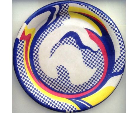 ROY LICHTENSTEIN: Screen print on paper; Untitled (paper plate), presumed one of a Limited Edition (no number), square box fr