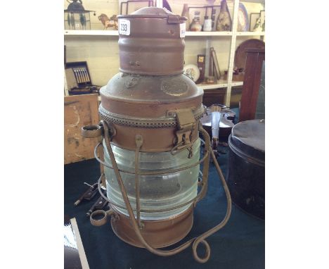 A large early 20th century copper Davey & Co. ship's lamp.