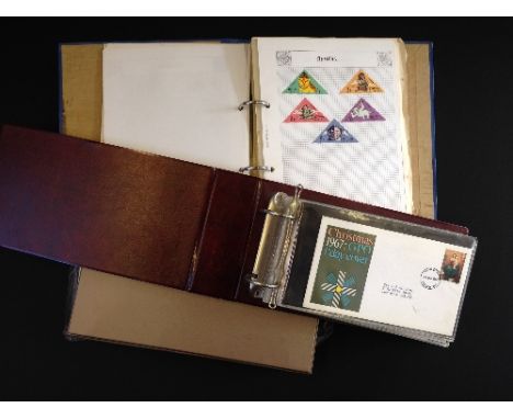 A stamp album of First Day Covers together with two albums and contents and other stamp related items.