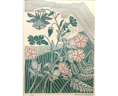 EDWARD BAWDEN: framed and glazed limited edition print: Flowers, signed and numbered 78/500 in pencil to margin (23 x 17cms)