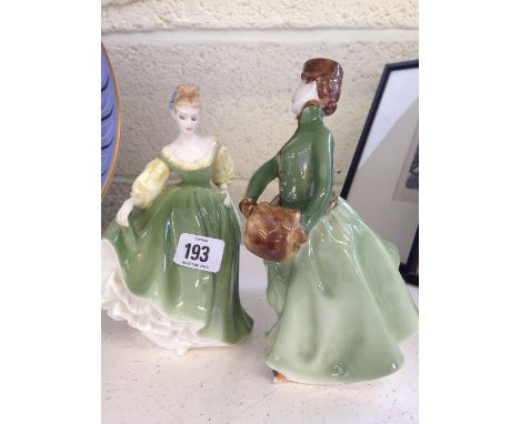 A Royal Doulton bone china figure: Fair Lady together with another: Grace.