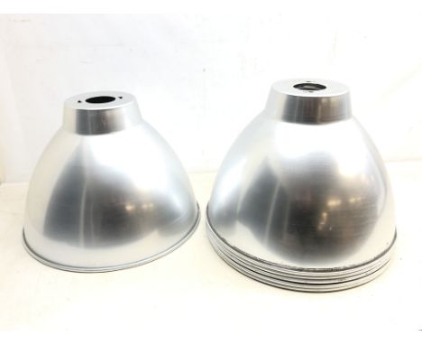 Six industrial aluminium domed light shades, D49cm x H34cm  Condition Report Click here for further images, condition, auctio