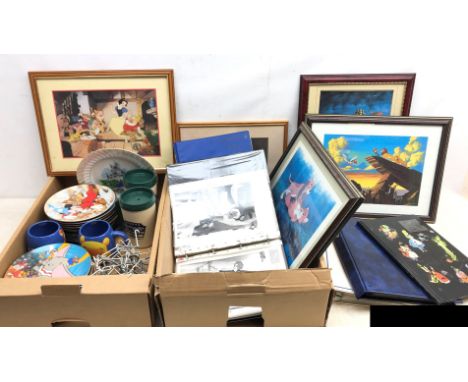 Disney collectors plates, mugs, The Disney World of Postage Stamps, picture cards, colour prints and other ephemera in one al