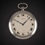 A GENTLEMAN'S PLATINUM CARTIER PARIS POCKET WATCH CIRCA 1920s Movement: 19J, manual wind with 8