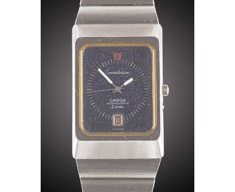 A GENTLEMAN'S STAINLESS STEEL OMEGA MEGAQUARTZ 2400 CONSTELLATION BRACELET WATCHCIRCA 1974, REF. 196.0013 / 396.0806 WITH AVE