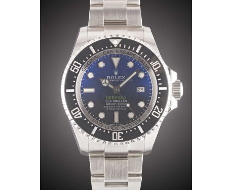 A GENTLEMAN'S STAINLESS STEEL ROLEX OYSTER PERPETUAL DATE SEA DWELLER DEEPSEA "JAMES CAMERON" BRACELET WATCHDATED 2018, REF. 