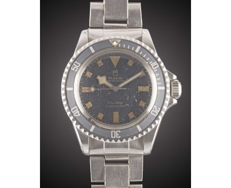 A GENTLEMAN'S STAINLESS STEEL ROLEX TUDOR OYSTER PRINCE "SNOWFLAKE" SUBMARINER BRACELET WATCHCIRCA 1969, REF. 7016/0 WITH "SW