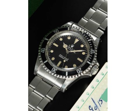 A RARE GENTLEMAN'S STAINLESS STEEL ROLEX OYSTER PERPETUAL SUBMARINER BRACELET WATCHCIRCA 1967, REF. 5513 "METERS FIRST" MATT 