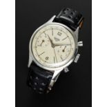A RARE GENTLEMAN'S LARGE SIZE STAINLESS STEEL HEUER "WATERPROOF" CHRONOGRAPH WRIST WATCH CIRCA