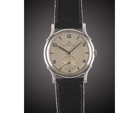 A GENTLEMAN'S STAINLESS STEEL ROLEX SHOCK RESISTING WRIST WATCHCIRCA 1950s, REF. 4542 WITH MIRRORED SILVER MARKERSMovement: 1