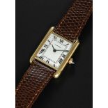 A RARE GENTLEMAN'S SIZE 18K SOLID GOLD CARTIER LONDON TANK "ULTRA THIN" WRIST WATCH CIRCA 1977,