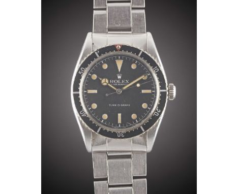 A GENTLEMAN'S STAINLESS STEEL ROLEX OYSTER PERPETUAL TURN-O-GRAPH BRACELET WATCHCIRCA 1954, REF. 6202 WITH TRITIUM SERVICE DI