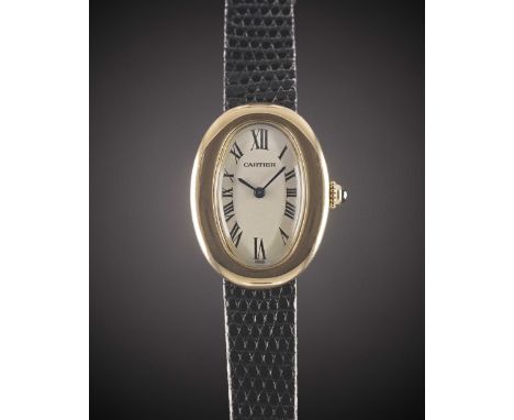 A LADIES 18K SOLID YELLOW GOLD CARTIER BAIGNOIRE WRIST WATCHCIRCA 1990sMovement: Quartz, signed Cartier.Case: Approx. 31mm by