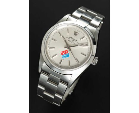 A GENTLEMAN'S STAINLESS STEEL ROLEX OYSTER PERPETUAL AIR KING PRECISION BRACELET WATCHCIRCA 1999, REF. 14000 WITH DOMINO'S PI