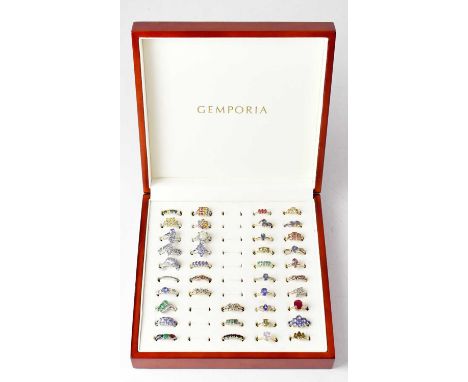 GEMPORIA; forty-two contemporary dress rings set with various stones, comprising twenty-five 10K gold rings, combined approx.