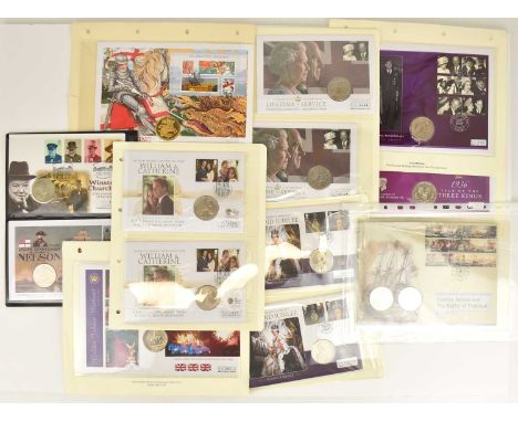 Fifteen royal commemorative crown first day cover collection, mostly Queen Elizabeth and Philip, Churchill, Nelson, etc (15).