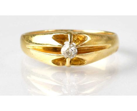 An 18ct yellow gold diamond solitaire ring, size K, approx. 3.2g.