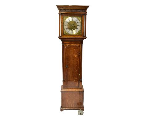 HENRY FISHER, PRESTON; an eight-day longcase clock, the brass dial with silvered chapter ring and set with Roman numerals, ou