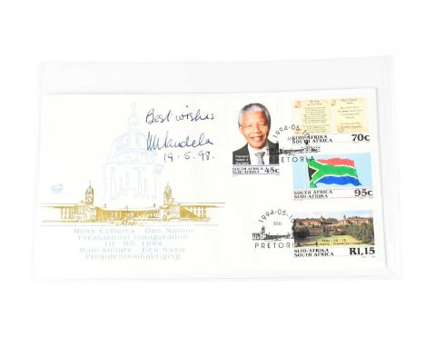 NELSON MANDELA; a South African first day cover bearing the signature of Nelson Mandela.Condition Report: - We have not authe