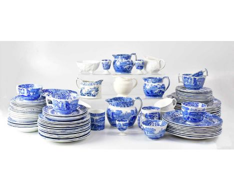 SPODE; a blue 'Italian' part dinner and tea service, comprising plates, bowls, cups, saucers and jugs, together with other si