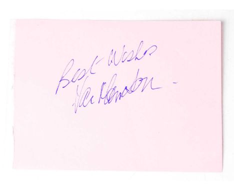 VAN MORRISON; a page torn from an autograph book bearing the singer's signature, 9 x 13cm.Condition Report: - We have not aut