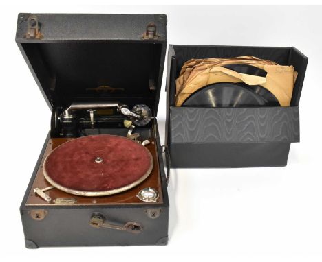 COLUMBIA GRAMOPHONE LTD; a Viner Tonal Graphonola Gramophone No.202, cased, together with a quantity of 78rpm records.