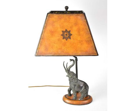 A figural table lamp with bronzed resin elephant figure raised on an oval plinth, height including fitment 59cm.Condition Rep