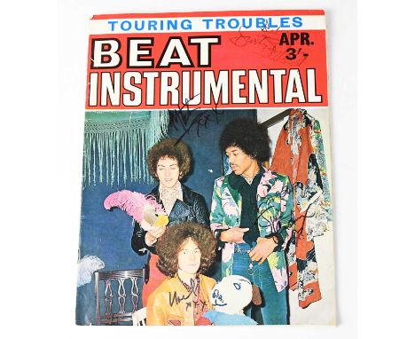 JIMI HENDRIX; a copy of 'Beat Instrumental' magazine signed to the front cover by Jimi Hendrix, Noel Redding, Mitch Mitchell,