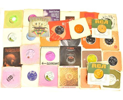 ROCK AND POP; over twenty-five Rock-related 45rpm singles to include Bob Dylan 'Stuck Inside of Mobile with the Memphis Blues